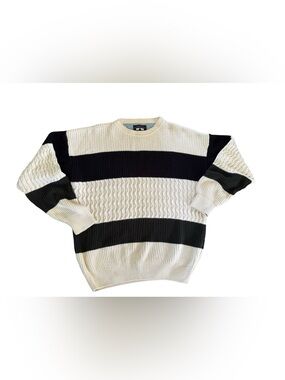 VTG Woods and Gray Pullover Cable Knit Sweater XXL Grandpacore Cream Black